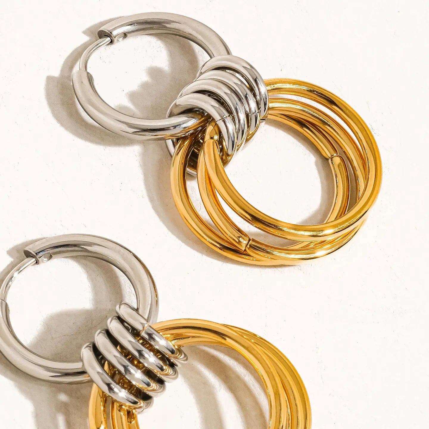 Caster 18K Gold Non-Tarnish Triple Hoop Earring