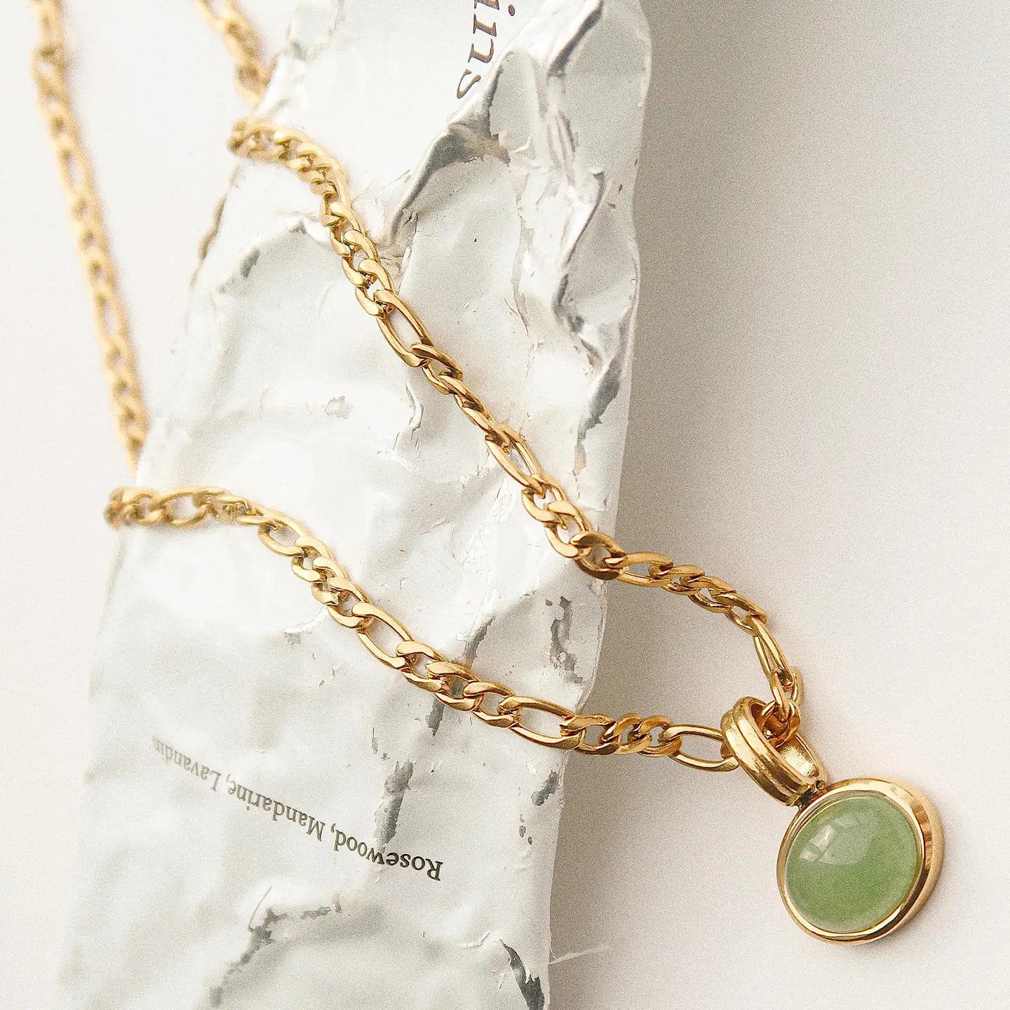 Winslow Non-Tarnish Green Stone Pendant Chain Necklace