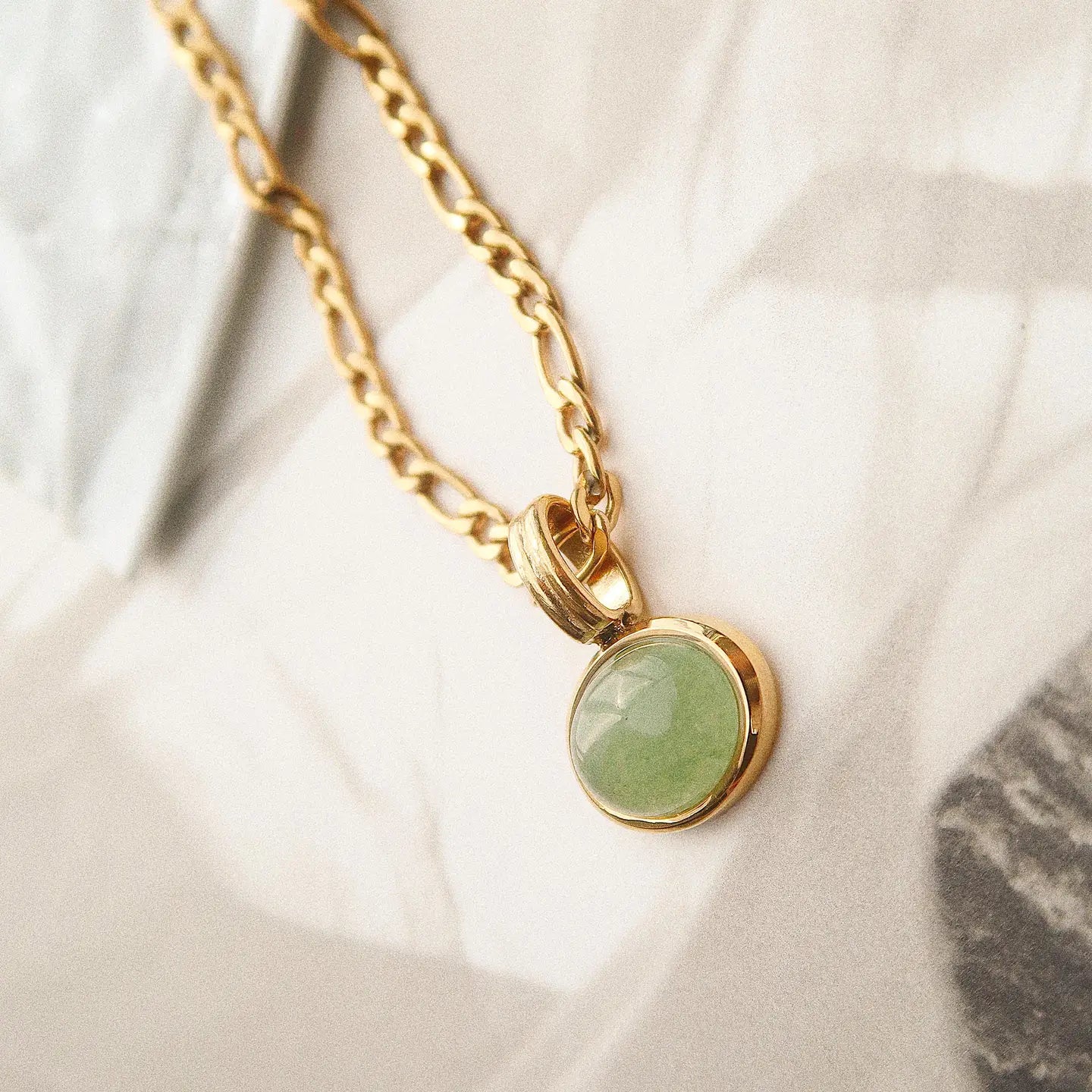 Winslow Non-Tarnish Green Stone Pendant Chain Necklace