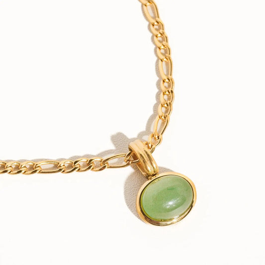 Winslow Non-Tarnish Green Stone Pendant Chain Necklace