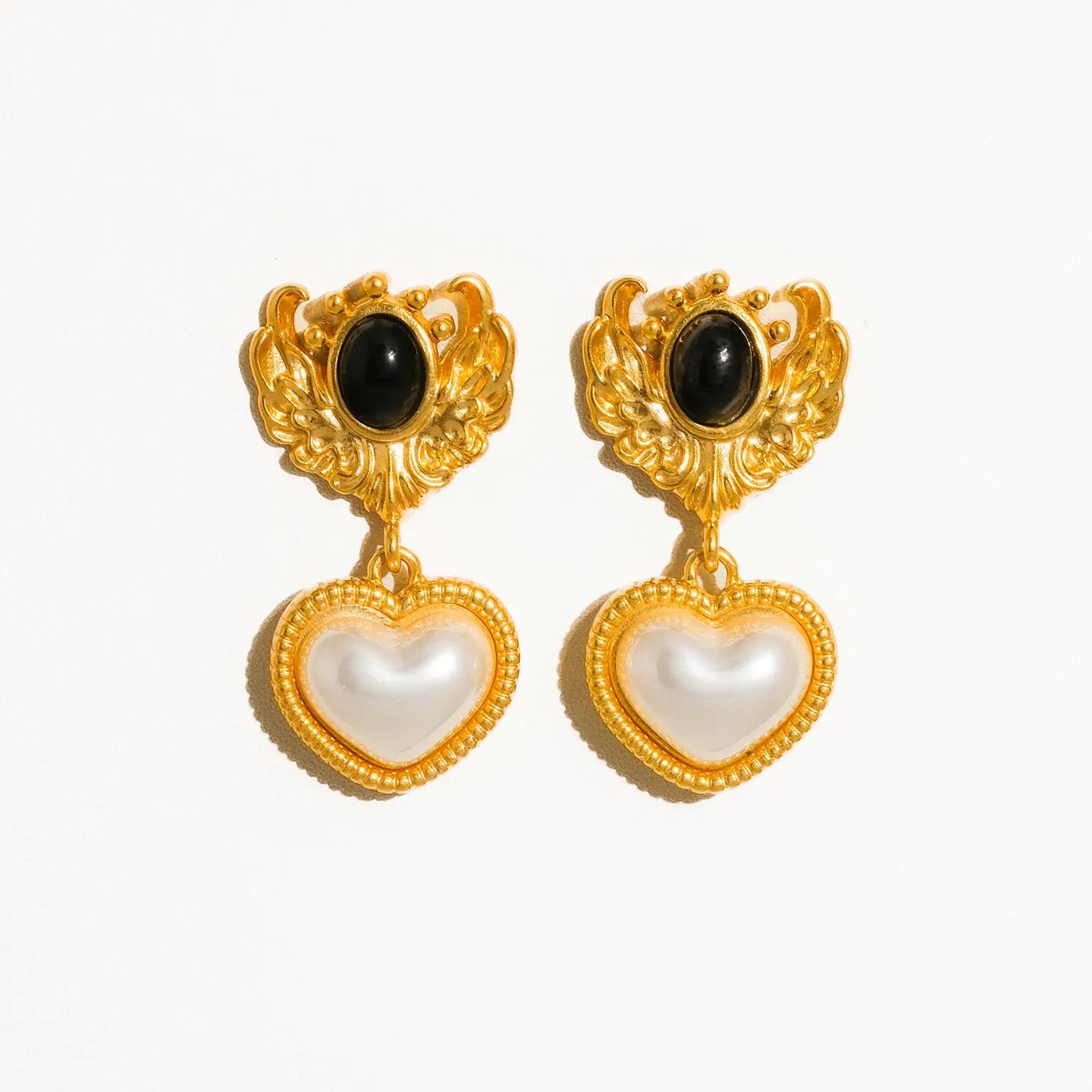 Adele 18K Gold Heart Pearl Earrings