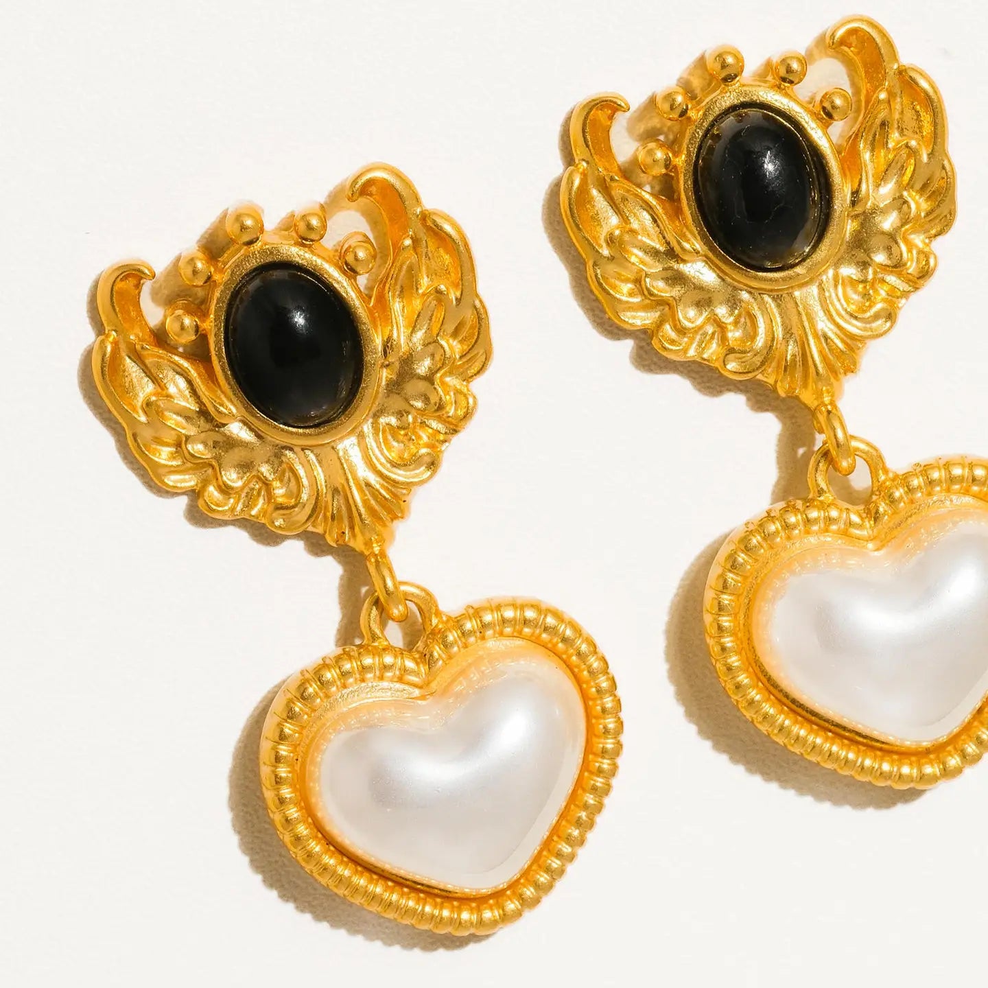 Adele 18K Gold Heart Pearl Earrings