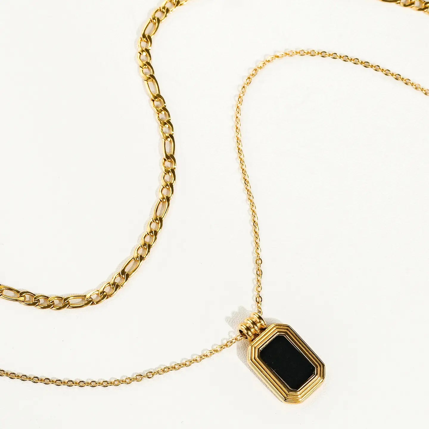 Mare 18K Gold Stack Necklace with Square Pendant