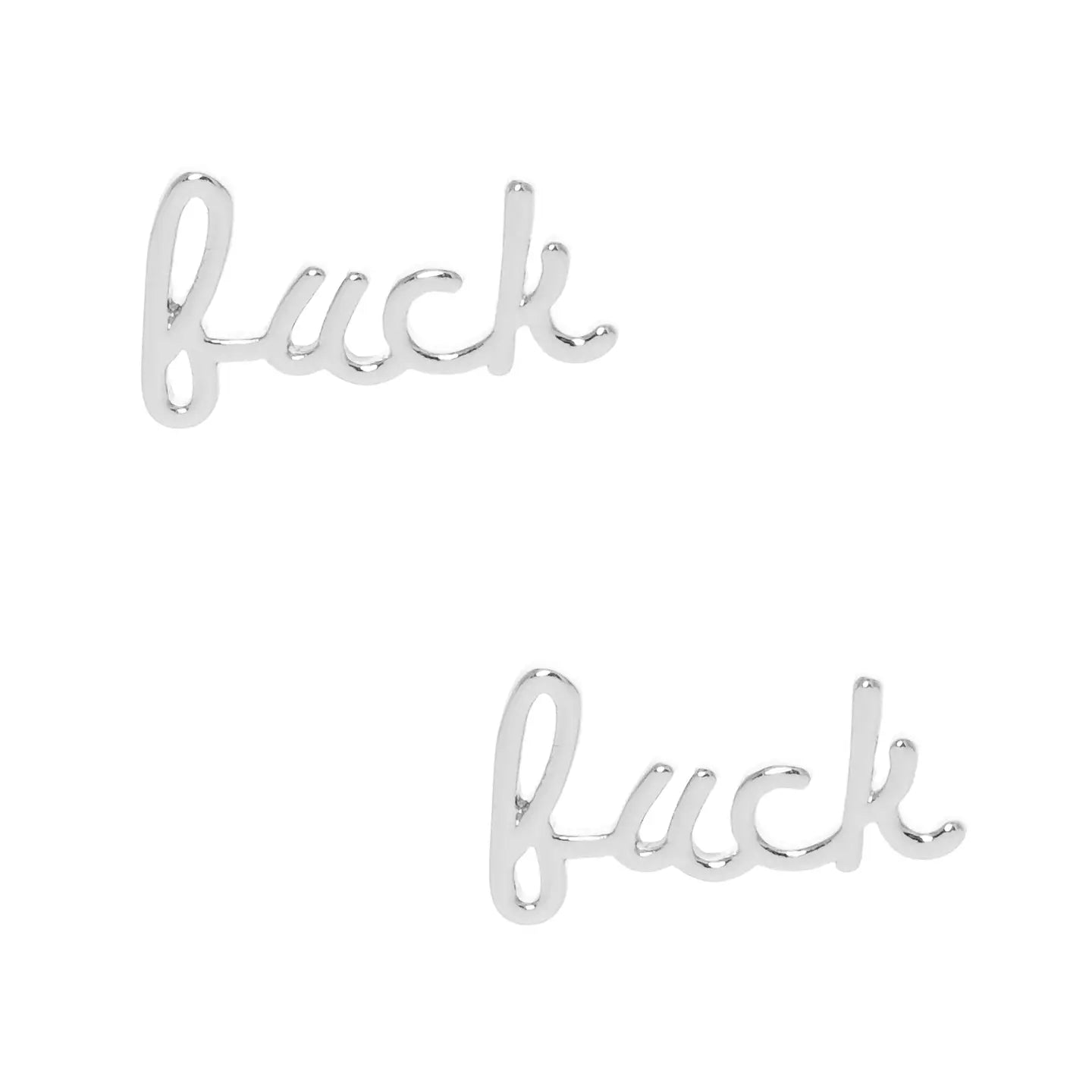 Fuck Stud Earrings - Silver