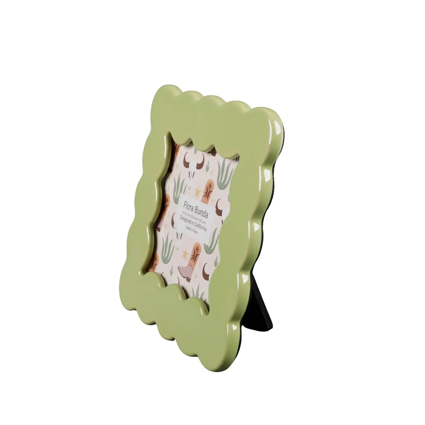 4 X 4 Scalloped Ceramic Frame in Green