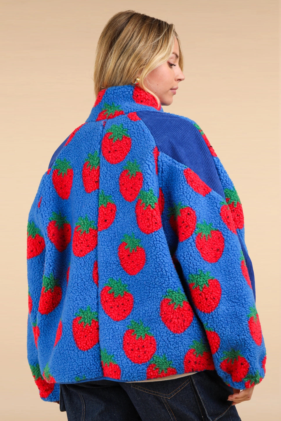 Oversized Strawberry Teddy Jacket