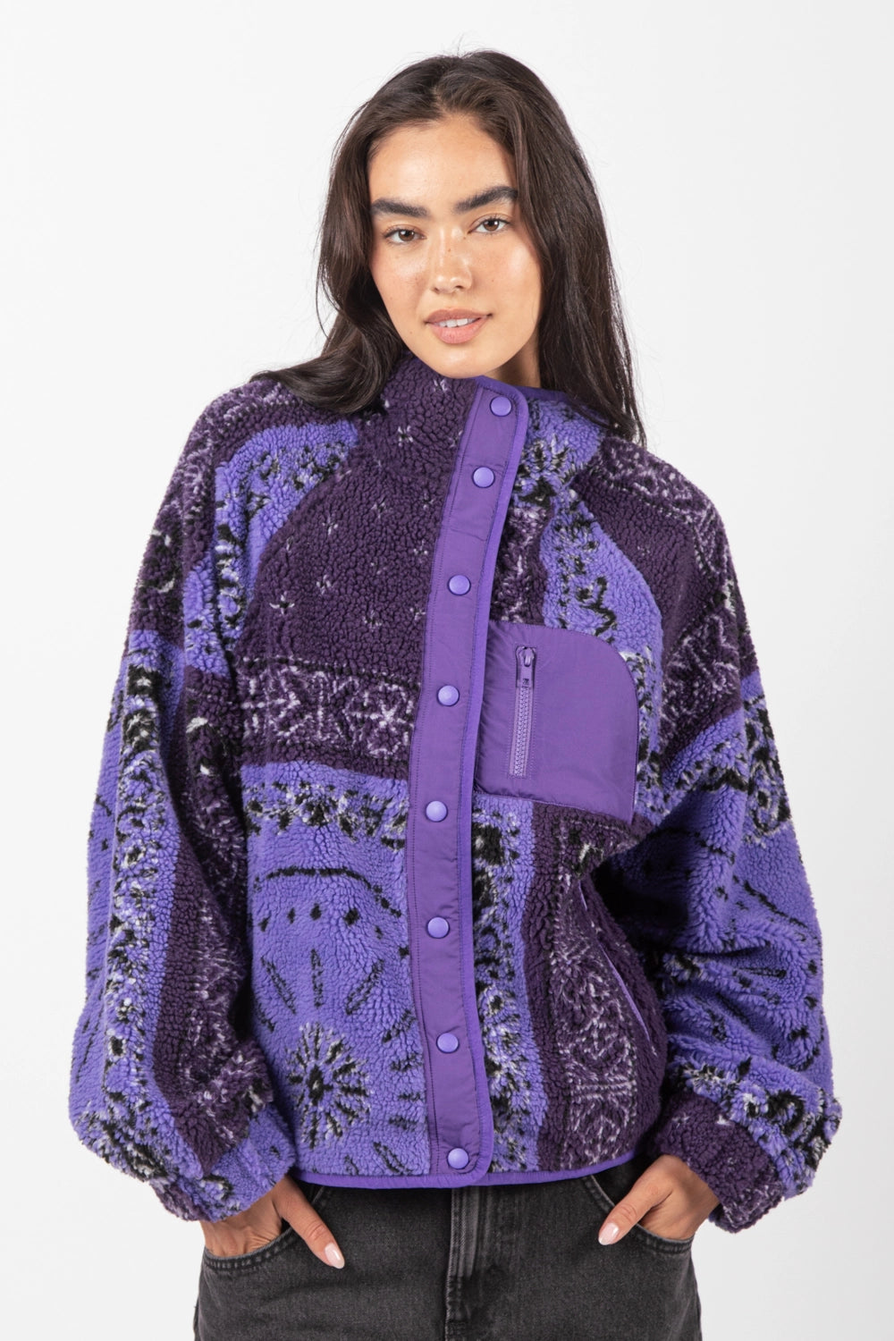 Bandana Paisley Pattern Full-Zip Jacket