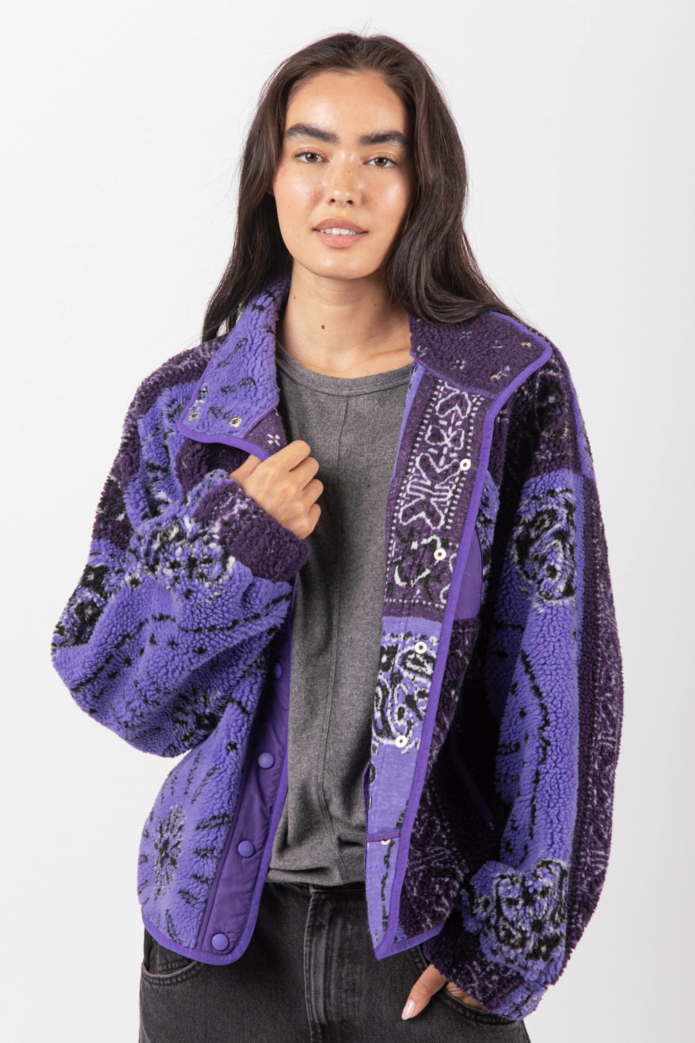 Bandana Paisley Pattern Full-Zip Jacket