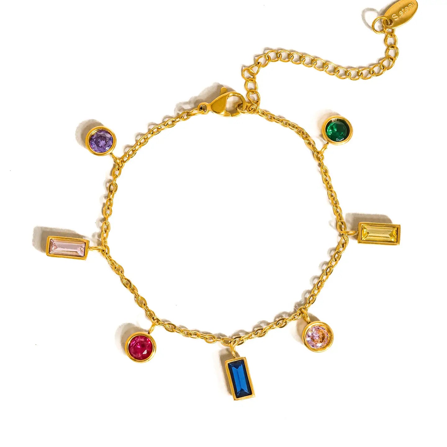 Sydney 18K Gold Non-Tarnish Multi Cz Tassel Bracelet