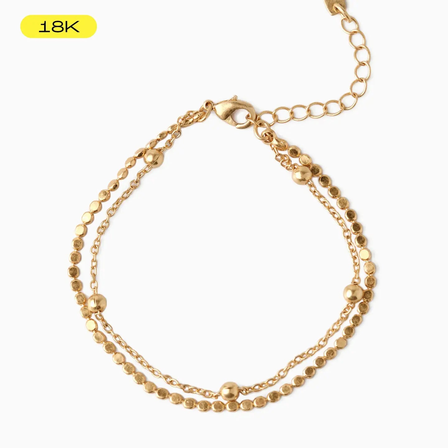 18K Contrasting Ball Style Double Layered Bracelet