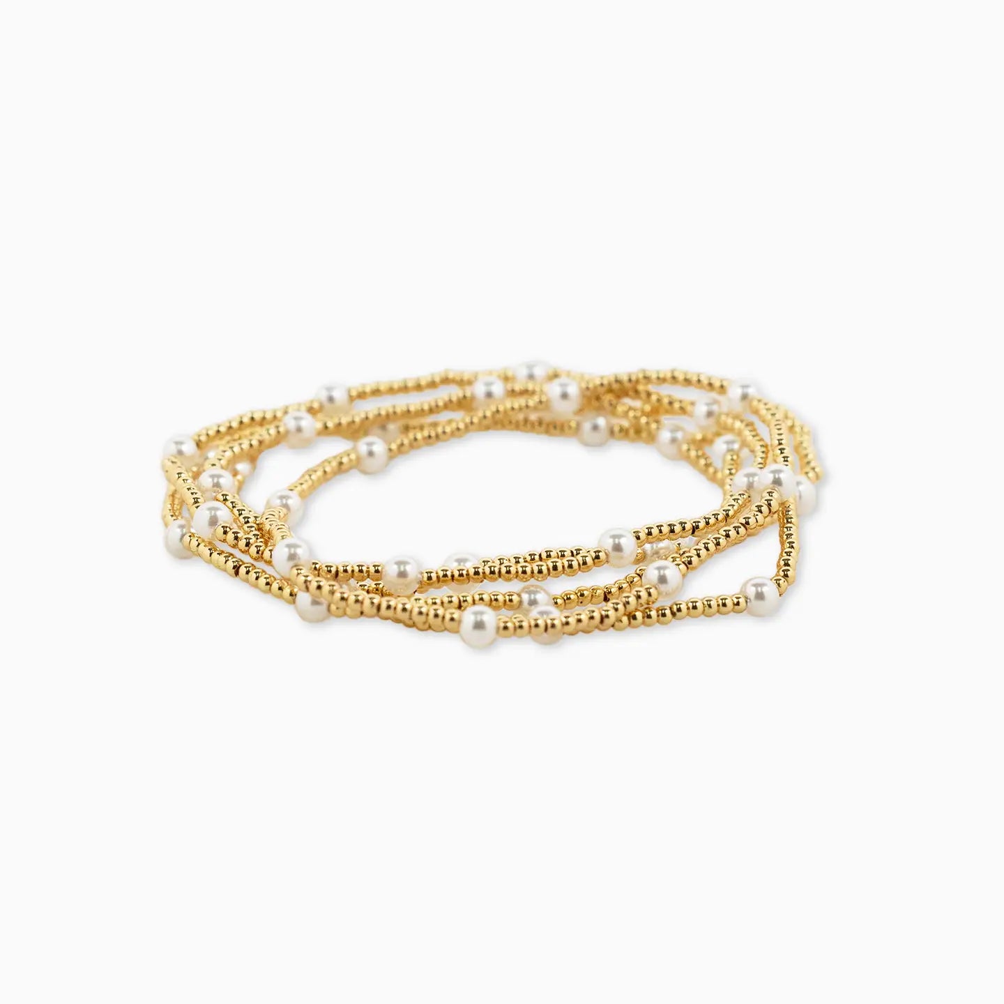 Gold Ball Bead Pearl Accent Bracelets, Set of 5