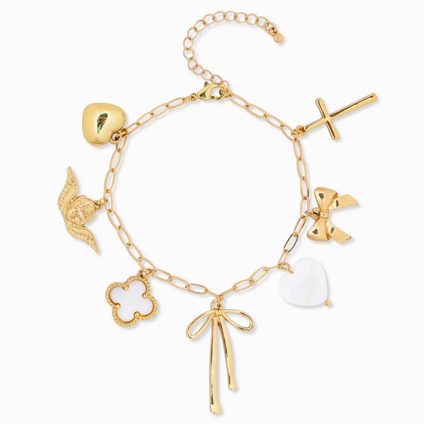 Bow Multi Gold Chunky Charm Bracelet