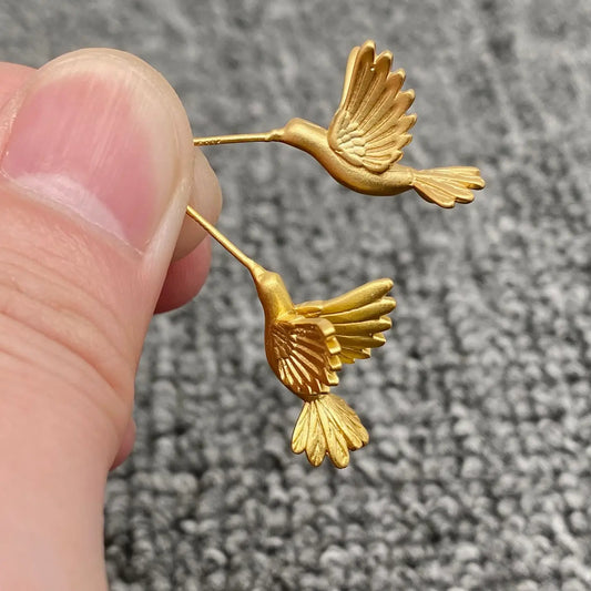 Hummingbird Ear Studs - Gold