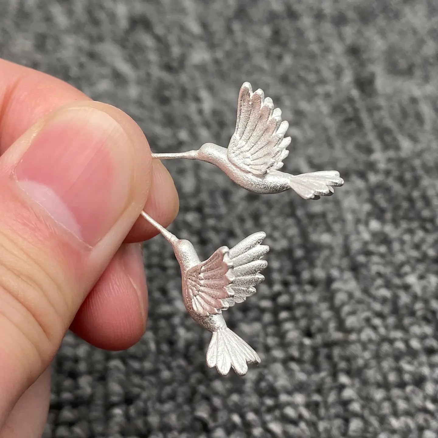 Hummingbird Ear Studs - Silver