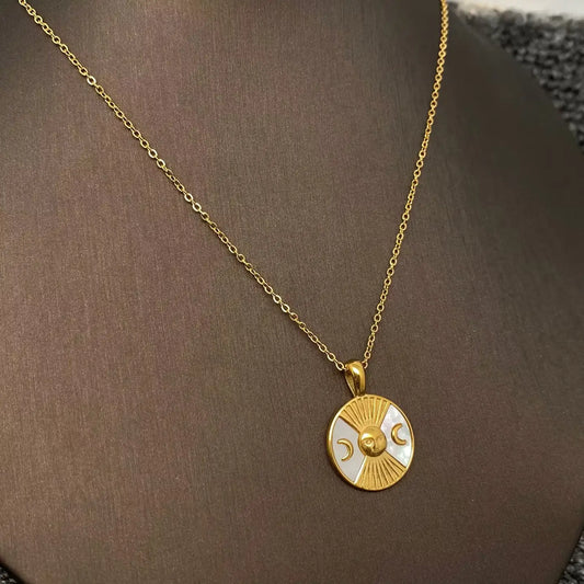 18K Gold-Plated Sun Moon Charm Necklace