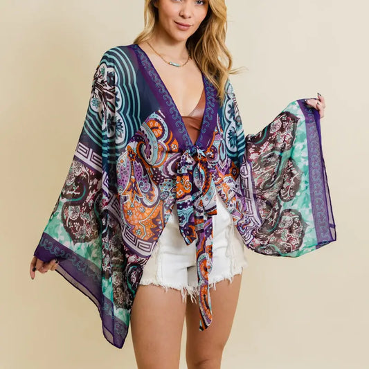 Paisley Tral Sheer Wrap Kimono