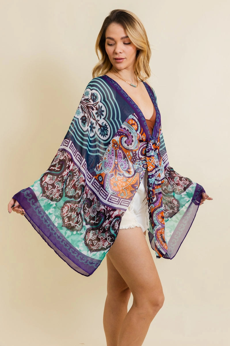 Paisley Tral Sheer Wrap Kimono