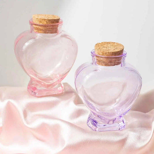 Glass Heart  Jar - Pink