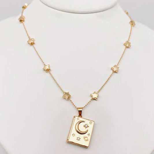 "You're My Soulmate" Star Moon Album Pendant Necklace