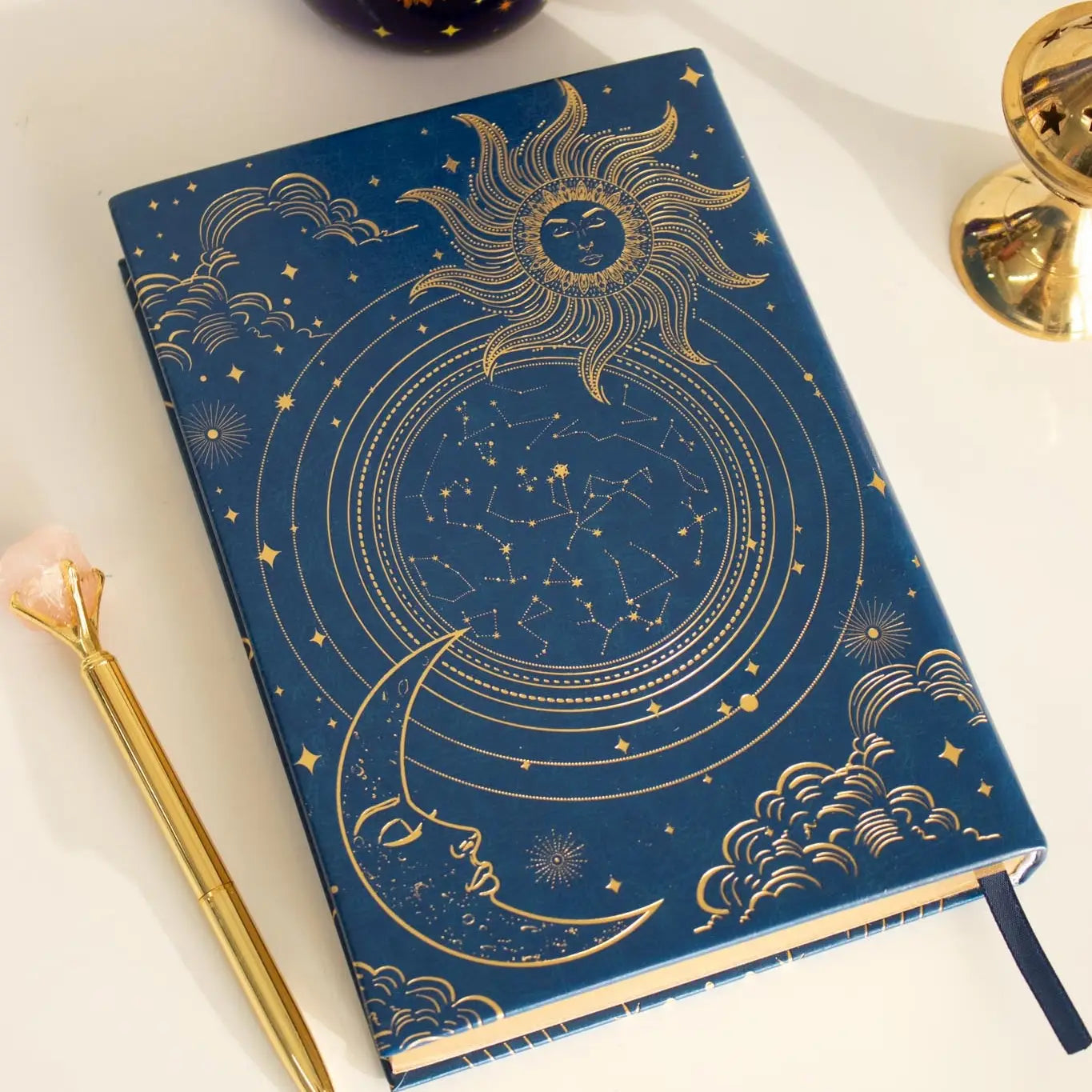 Lined Celestial Leather Journal