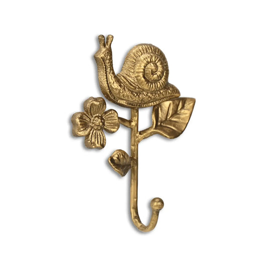 Golden Snail & Flower Cast Iron Wall Hook