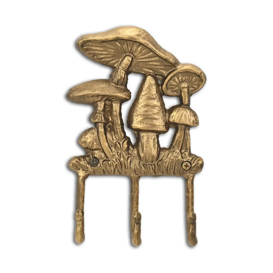 Golden Mushroom Medley Cast Iron 3 Prong Wall Hook