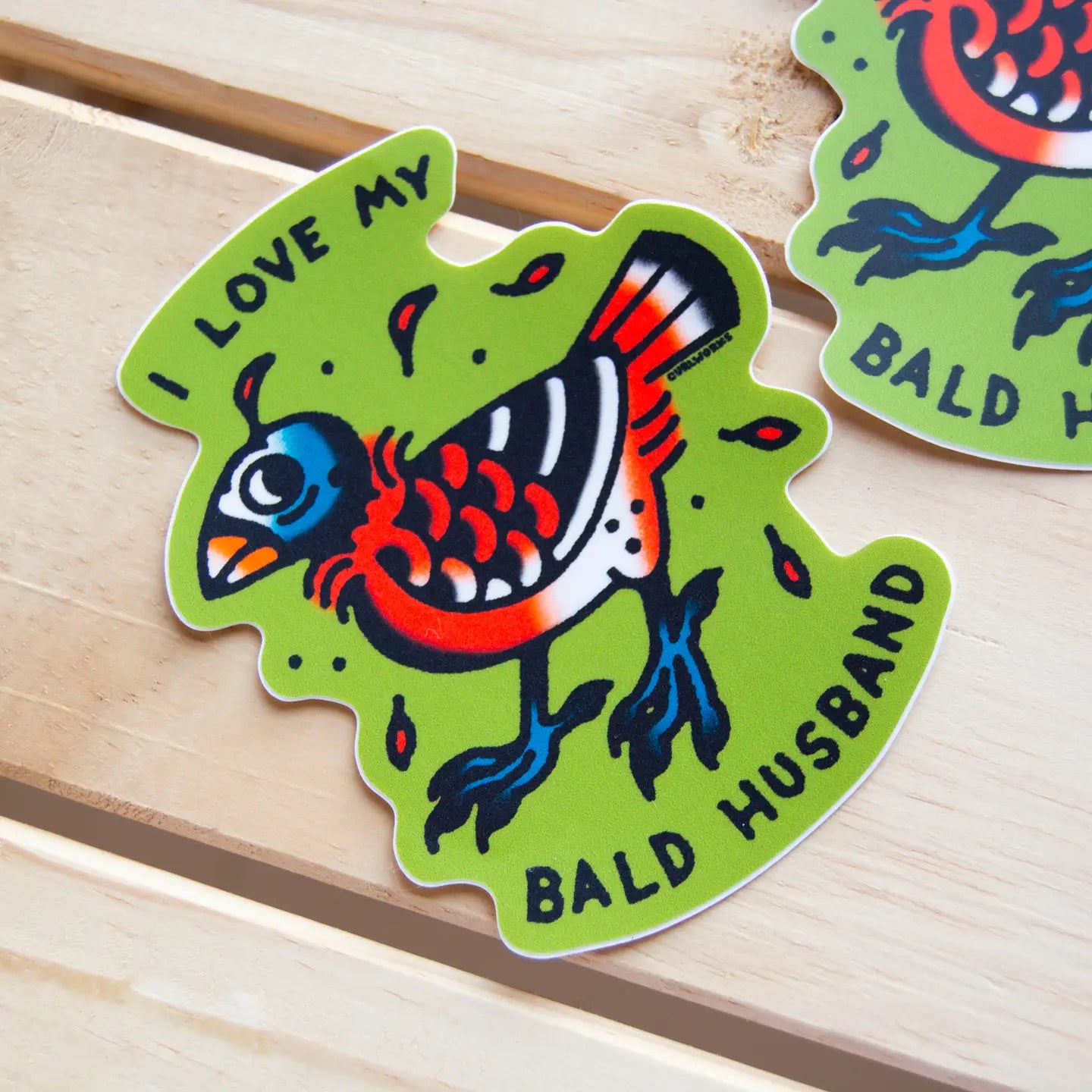I Love My Bald Husband  Sticker
