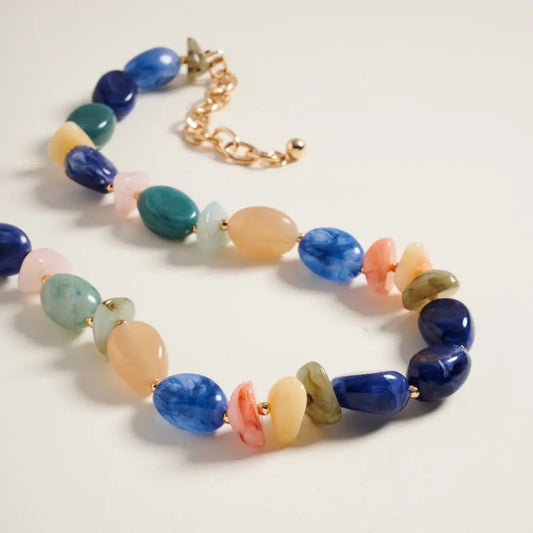 Ombre Beaded Necklace - Blue