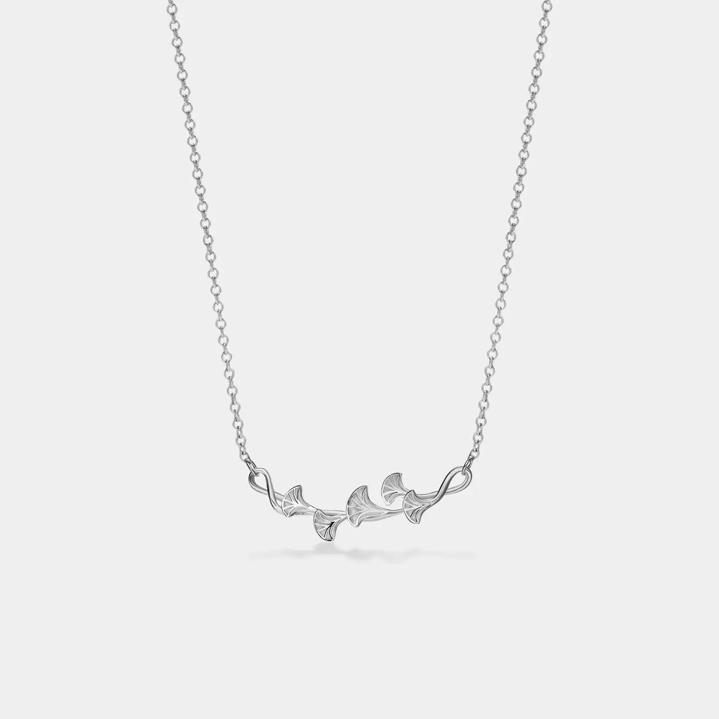 Ginkgo Leaf Necklace - Silver