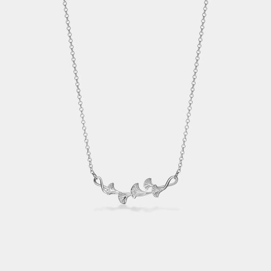 Ginkgo Leaf Necklace - Silver