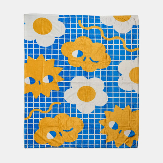 Fleece Throw Blanket By Karepango - Clouds & Eggs