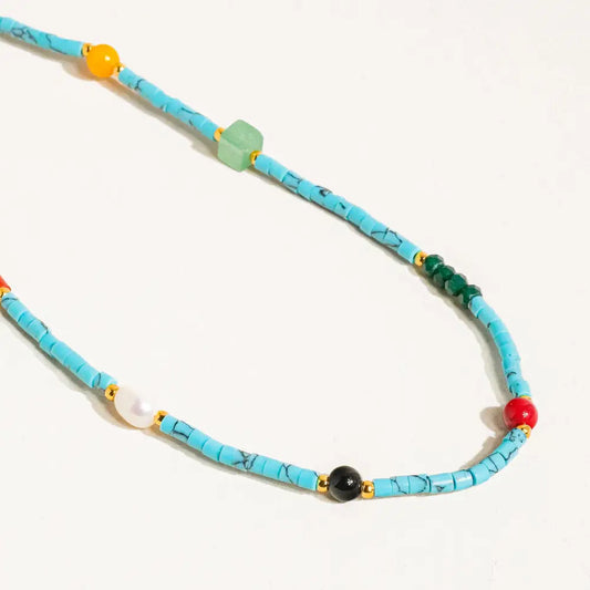Calise Beaded Turquoise & Pearl Necklace