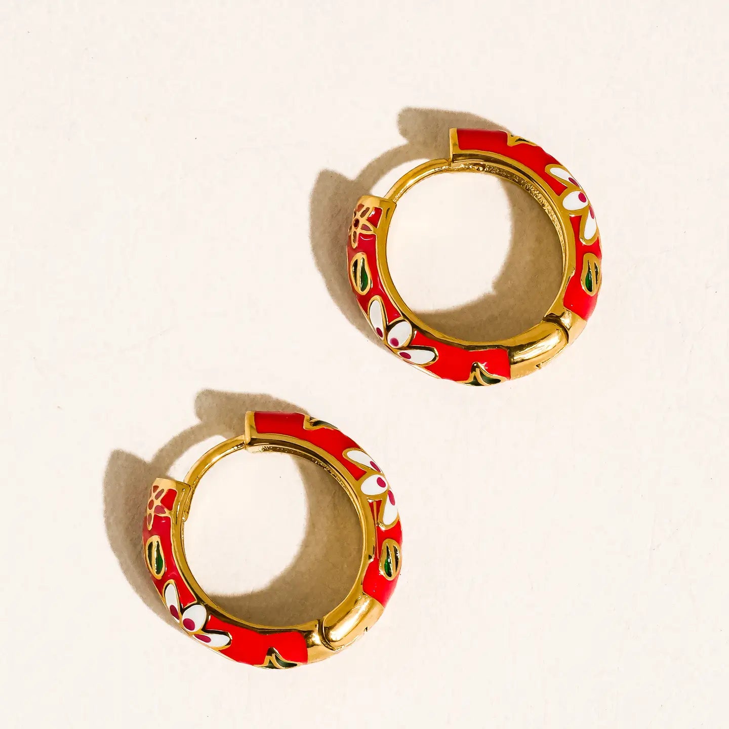 Isabeau 18K Gold Non-Tarnish Vintage Floral Hoop Earrings.
