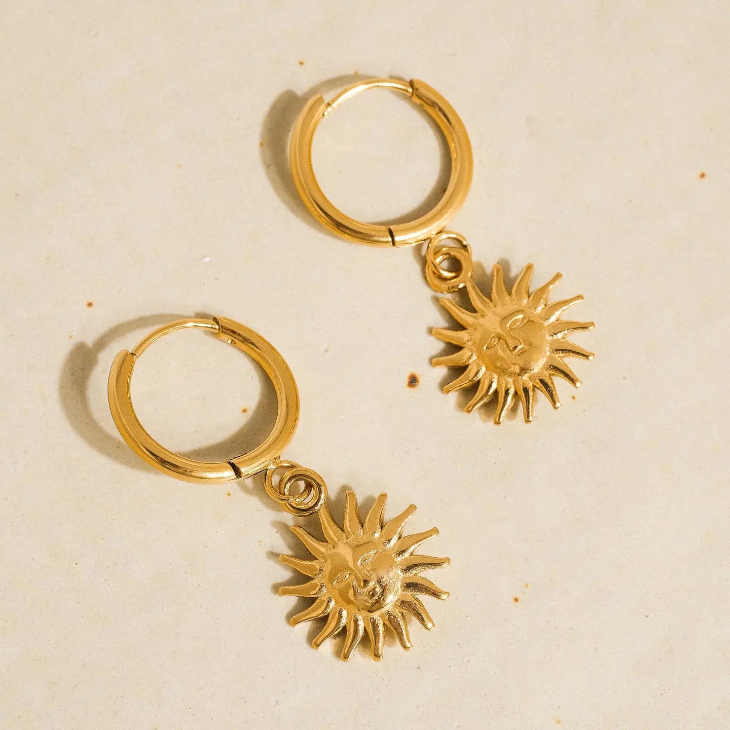 Pascale 18K Gold Non-Tarnish Sun Hoop Earring