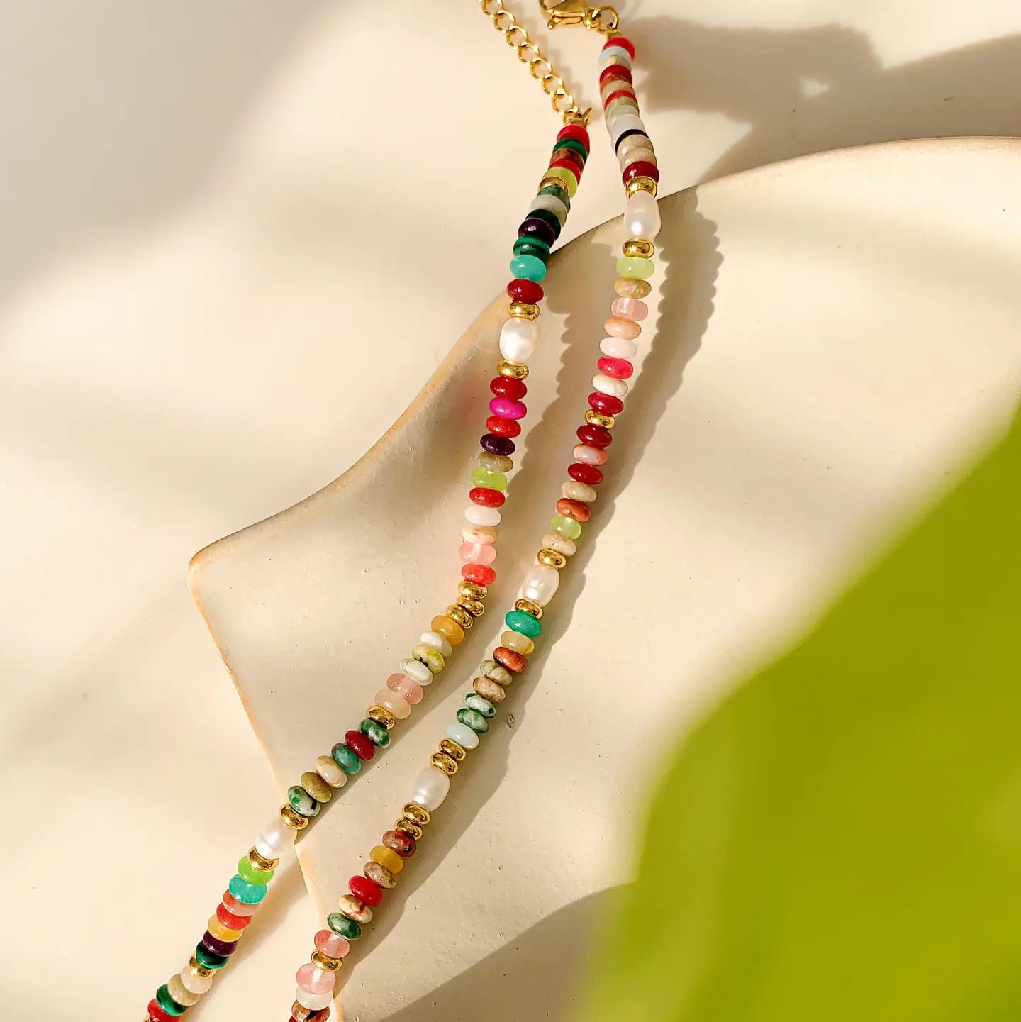 Sunny Non-Tarnish Boho Color Beaded Necklace.