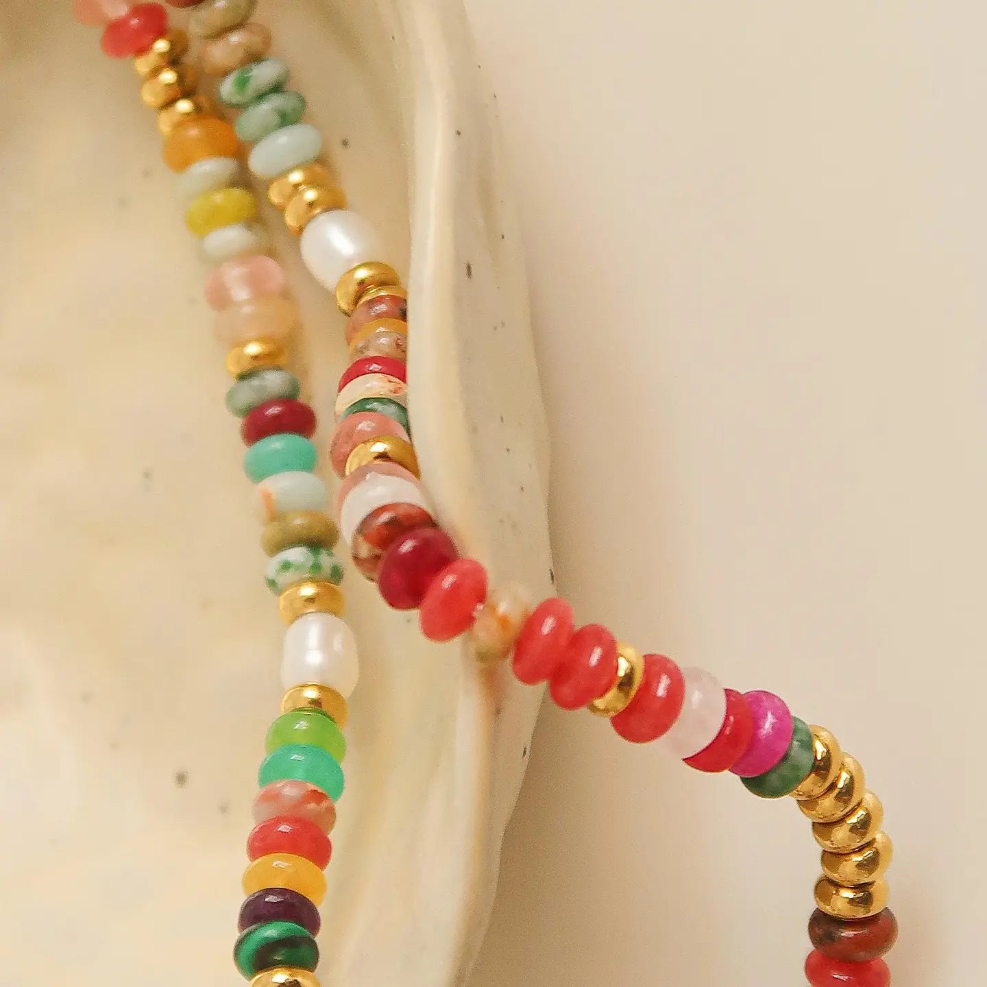 Sunny Non-Tarnish Boho Color Beaded Necklace.