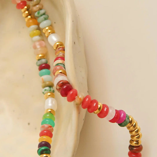 Sunny Non-Tarnish Boho Color Beaded Necklace.