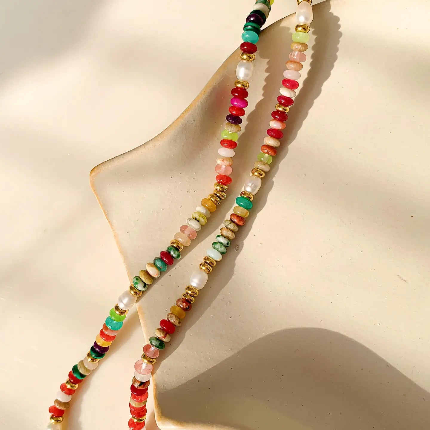 Sunny Non-Tarnish Boho Color Beaded Necklace.