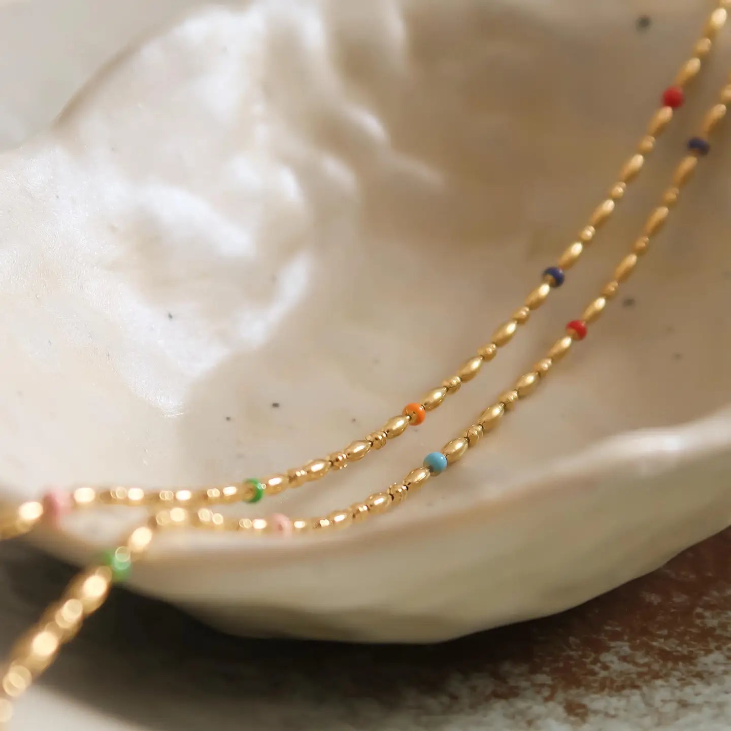 Tave 18K Gold Non-Tarnish Petite Beaded Necklace.