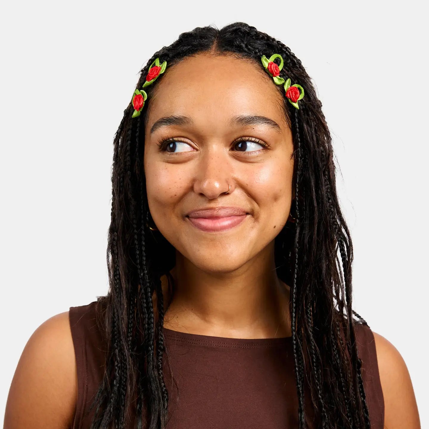 Rosette Snap Clips in Red.