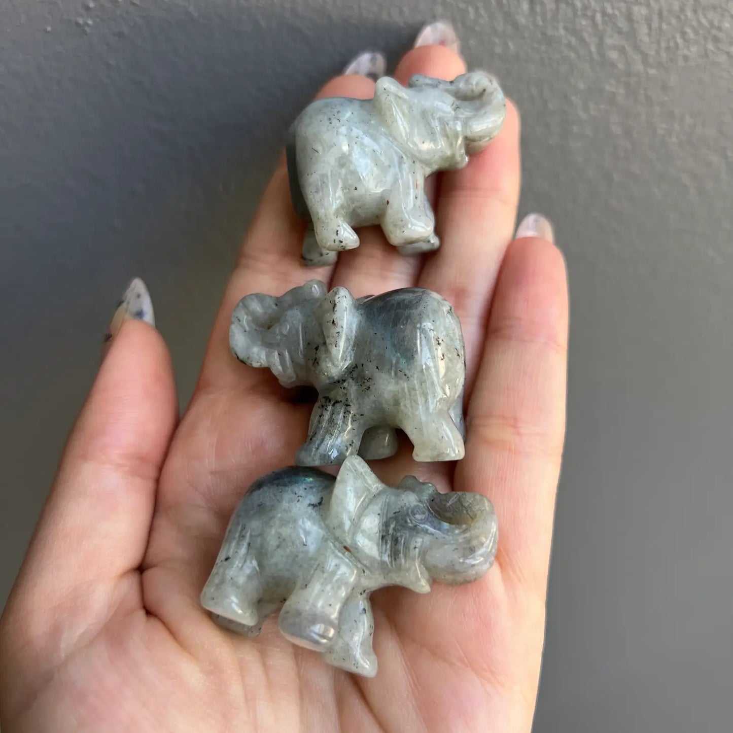 Labradorite Crystal Elephant Carving
