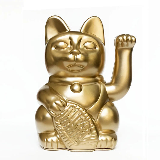 Waving Lucky Cat - Gold - Attracts Money + Wealth