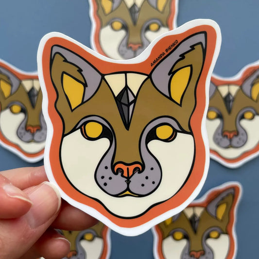 Crystal Cat Head Sticker