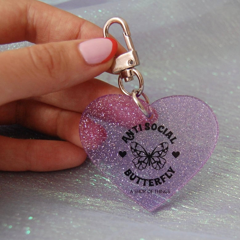 Antisocial Butterfly Key Chain