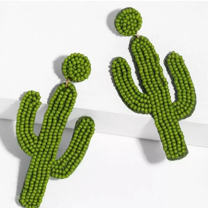 Beaded Cactus Earrings
