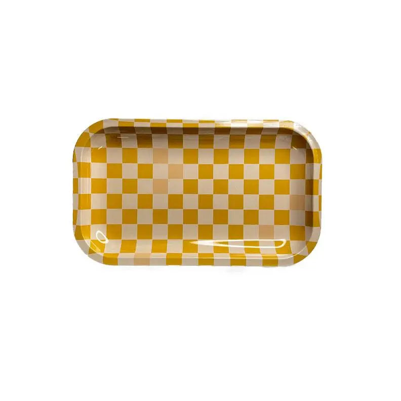 Yellow Checkered Medium Tray