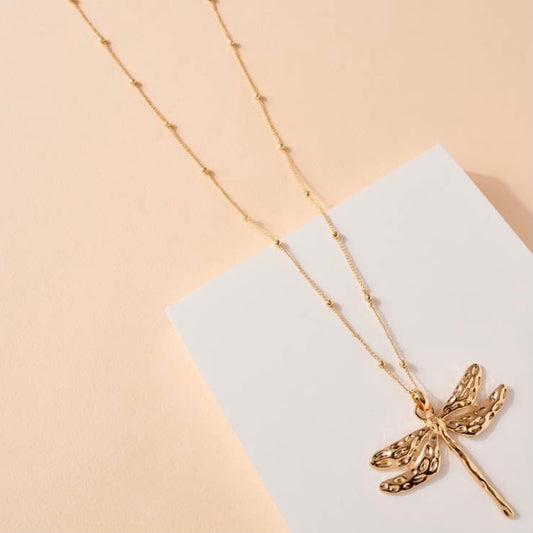 Gold Dragon Fly Necklace