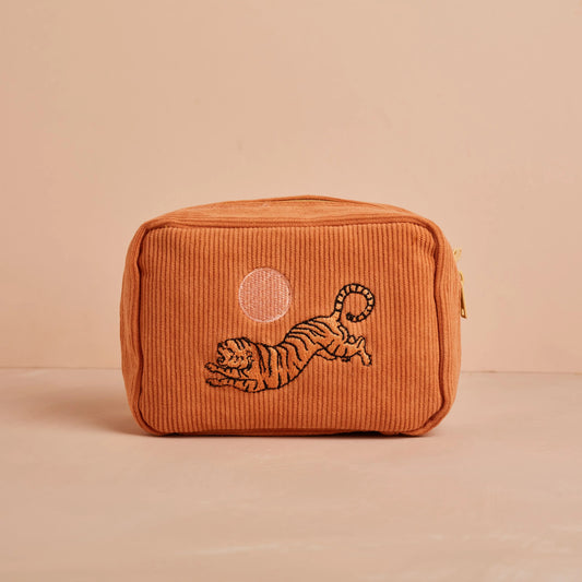 Corduroy Tiger Makeup Bag.