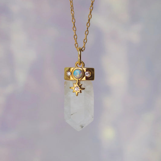 Celestial Quartz & Opalite Crystal Necklace