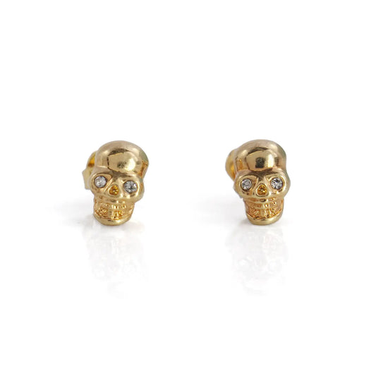 Gold Dipped Skull Stud Earrings